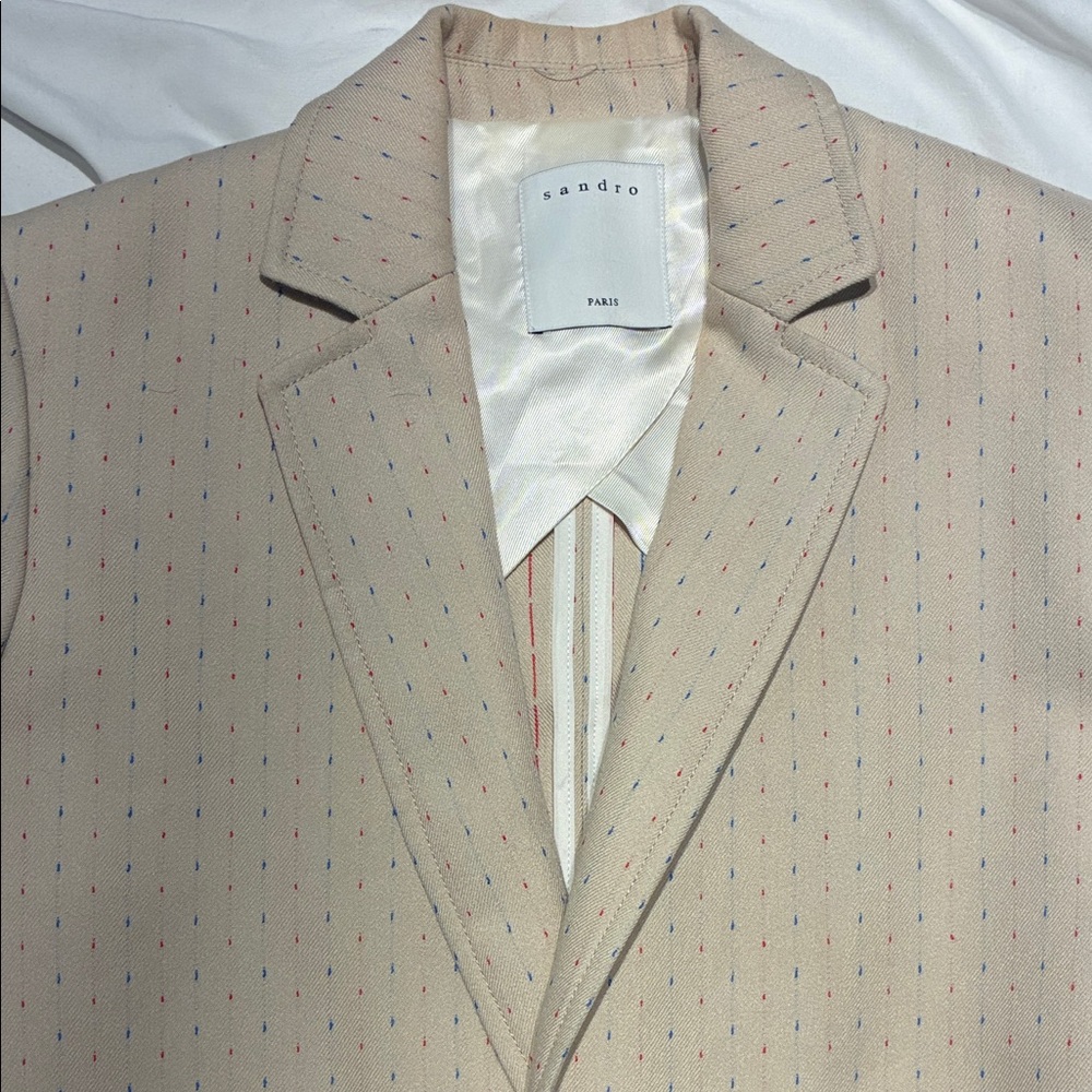 Sandro Light Tan Blazer with Subtle Pattern - image 1